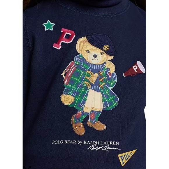 5T Girls Polo Ralph Lauren Navy Blue Polo Bear Sweatshirt NWT Kids - Picture 2 of 5